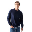 İndigo Pamuk Yumuşak Dokulu Standart Fit Basic Erkek Sweatshirt