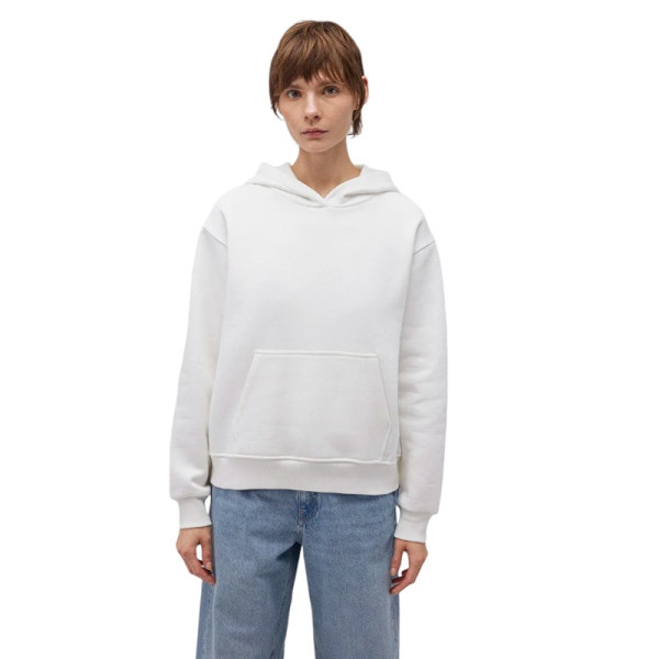 Kapüşonlu Beyaz Basic Sweatshirt