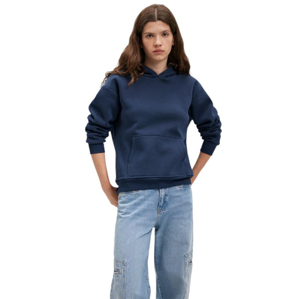 Kapüşonlu Lacivert Basic Sweatshirt